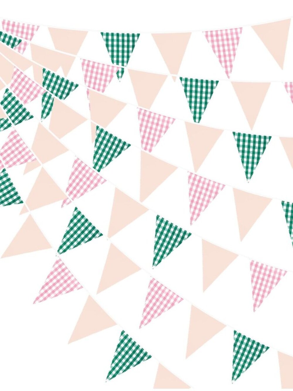 32Ft Pink Green Gingham Camp Bride Banner Green Pink Plaid Checkered Fabric Tria